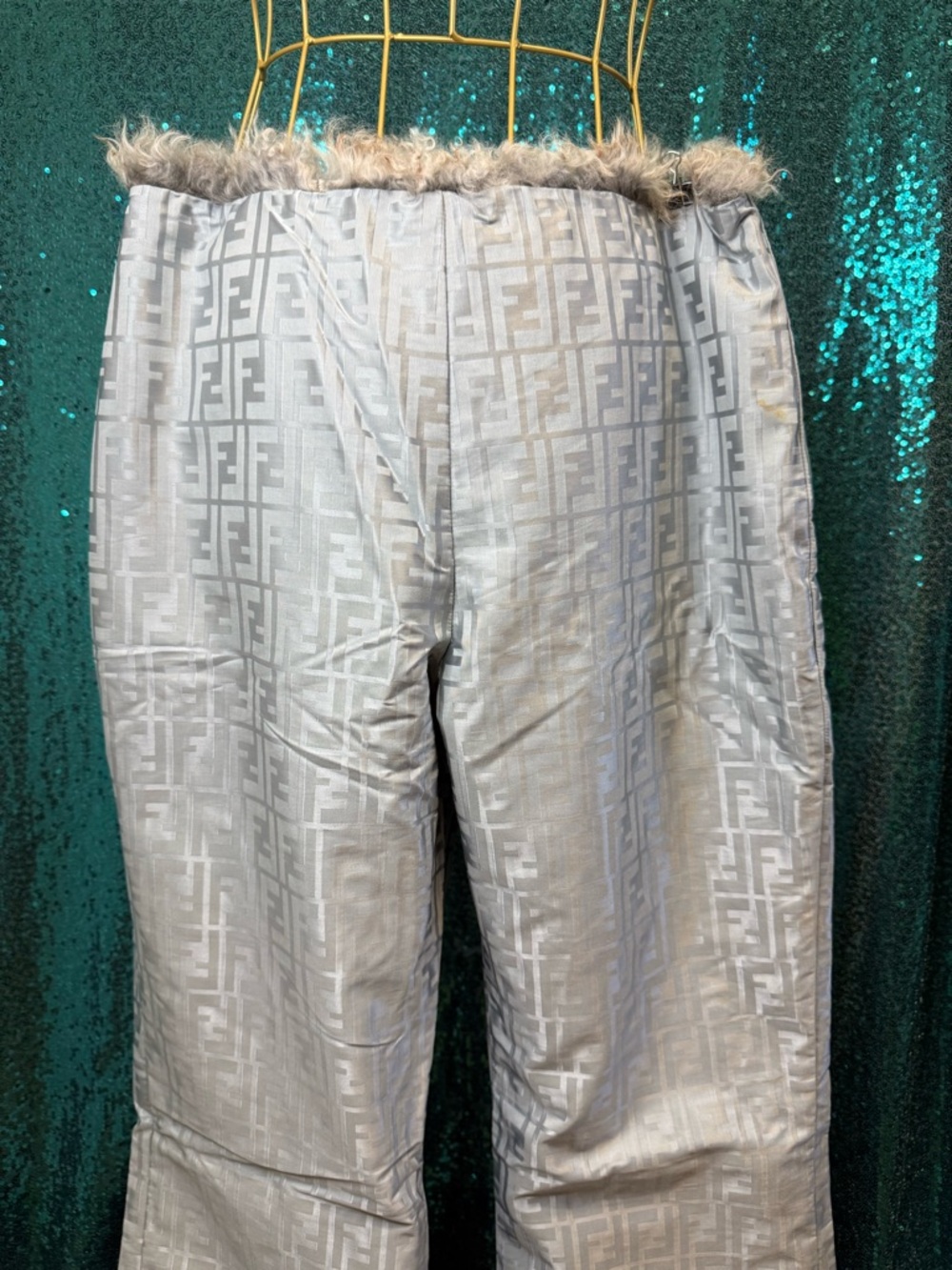 Fendi Light Grayish Blue Wide-Leg Pants